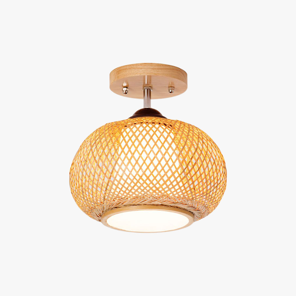 Muto Boho Flush Mount Rattan Ceiling Light