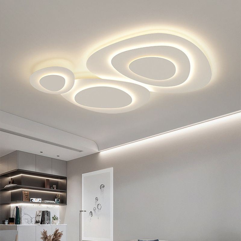 Valentina Round Metal LED Flush Mount Ceiling Light, White, D50-D110cm | Warm, Cold, 3-Colour or Dimmable