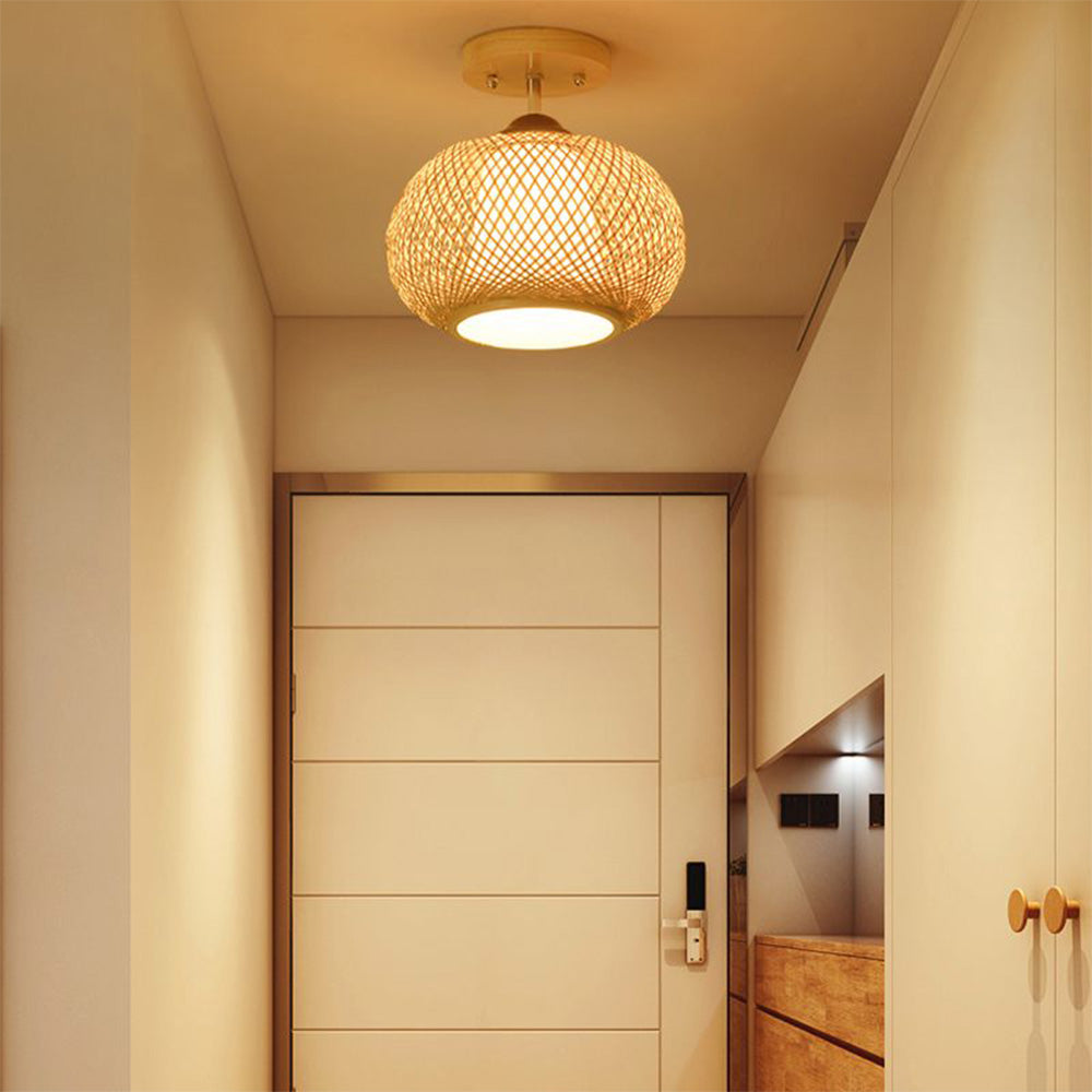 Muto rattan ceiling light detail