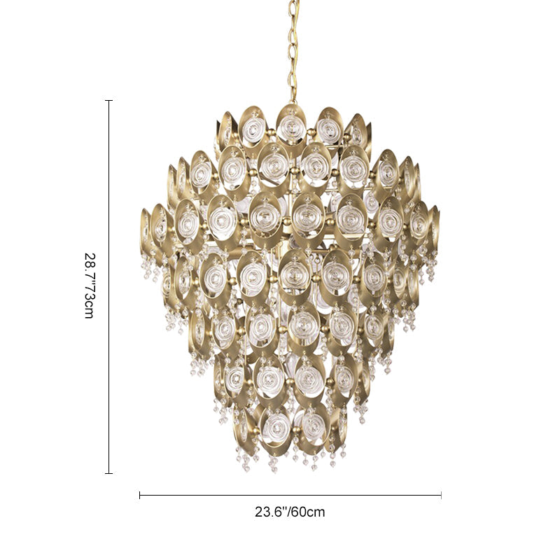 12-Light Antiqued Brass Crystal Chandelier