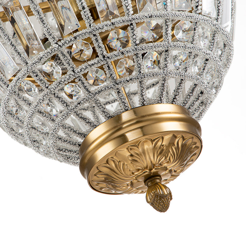 6-Light Gold Faceted Crystal Empire Chandelier