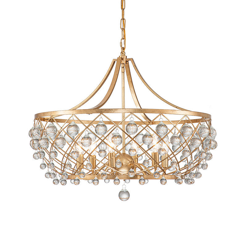 6-Light Gold Crystal Ball Chandelier