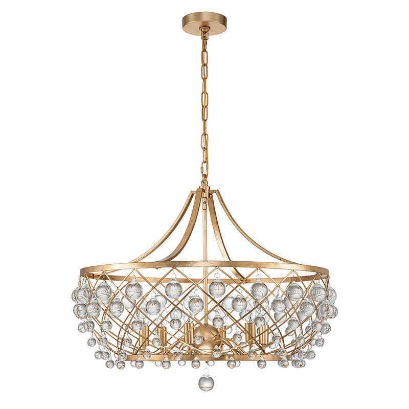 6-Light Gold Crystal Ball Chandelier
