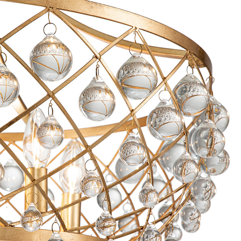 6-Light Gold Crystal Ball Chandelier