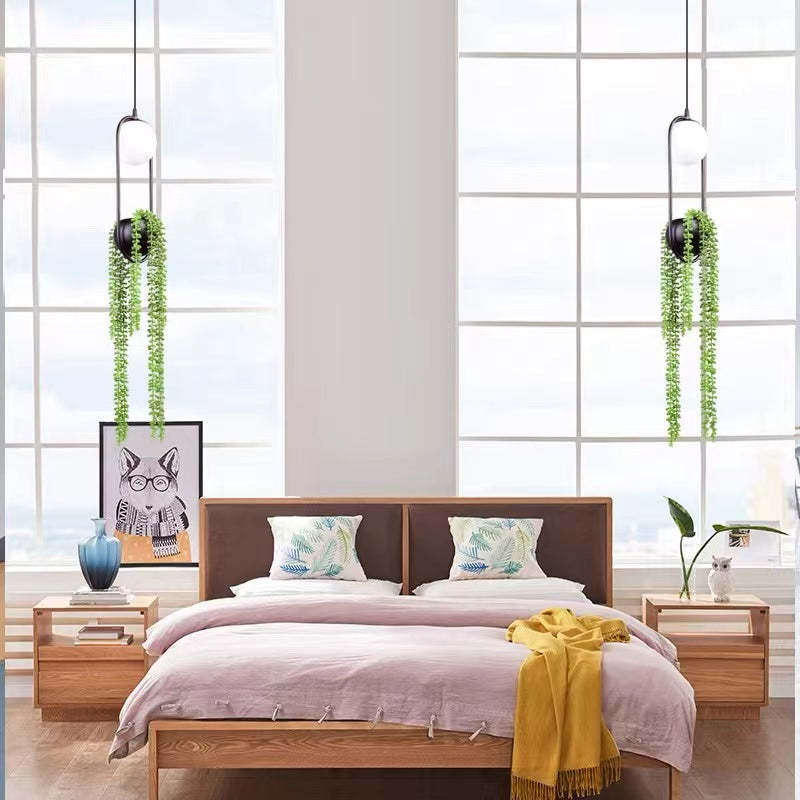 Nest Plant Pot Ball Pendant Light, Metal & Glass, D12cm | With or Without Faux Plant