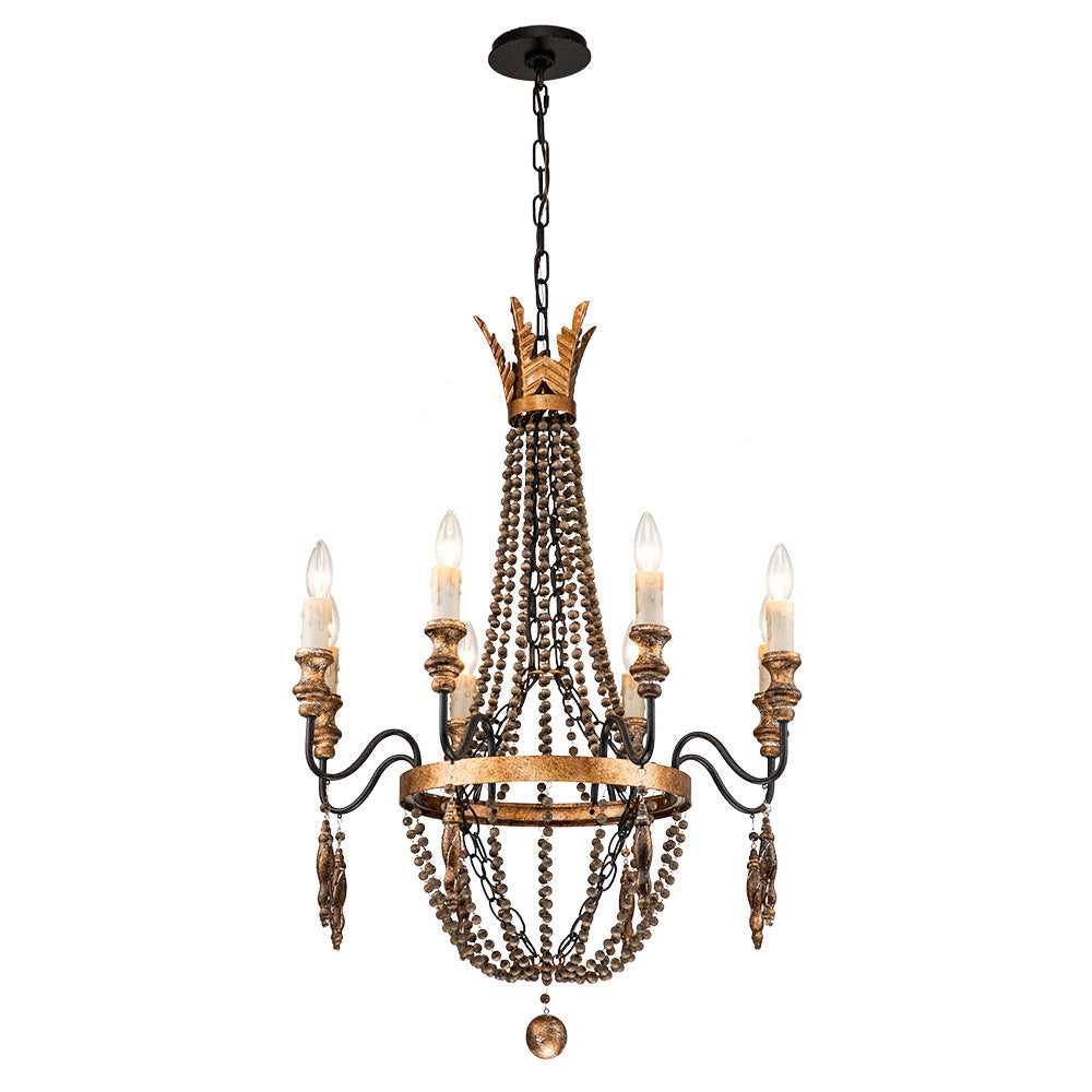 8-Light Rusty Beaded Empire Chandelier