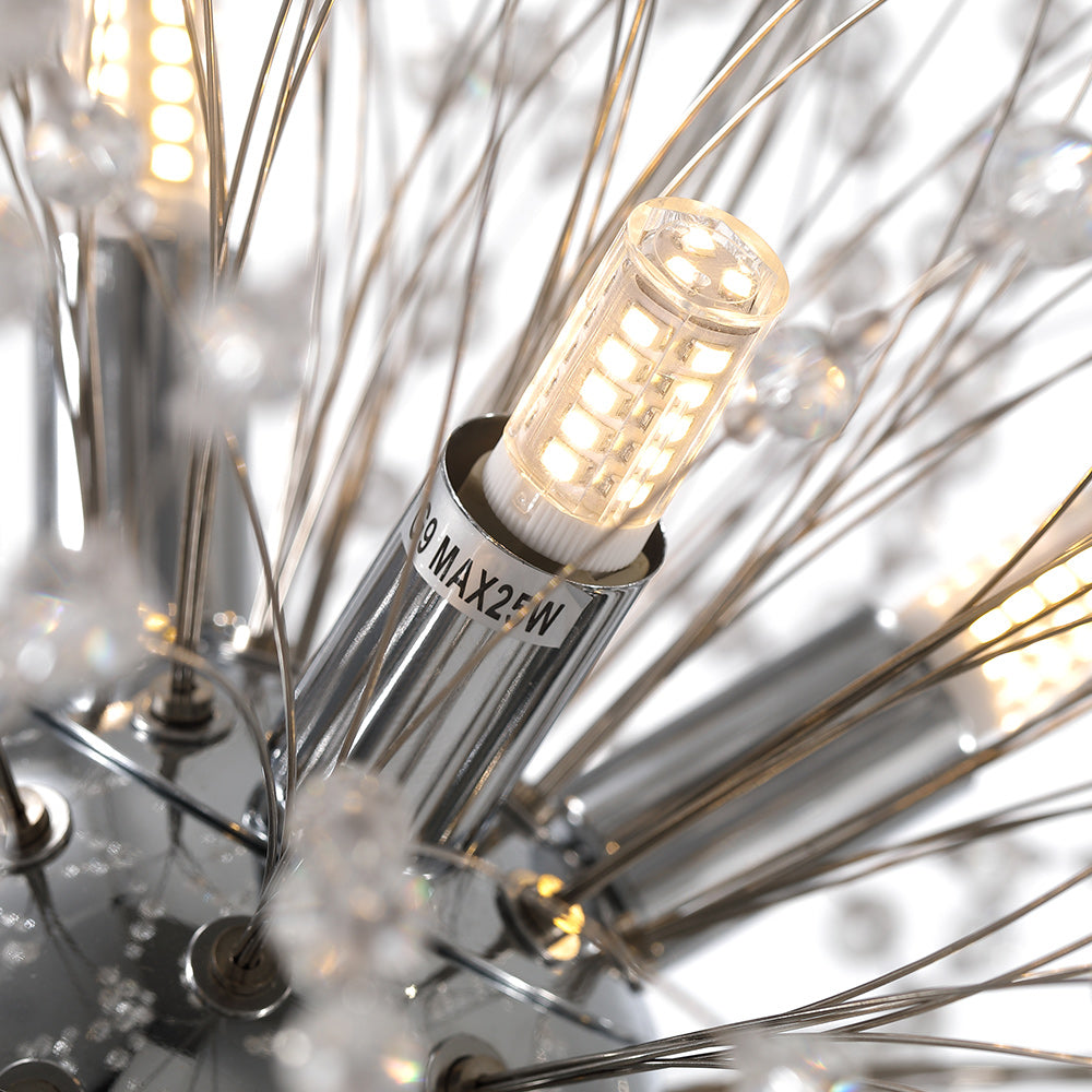 9-Light Firework Crystal Modern Unique Sputnik Light