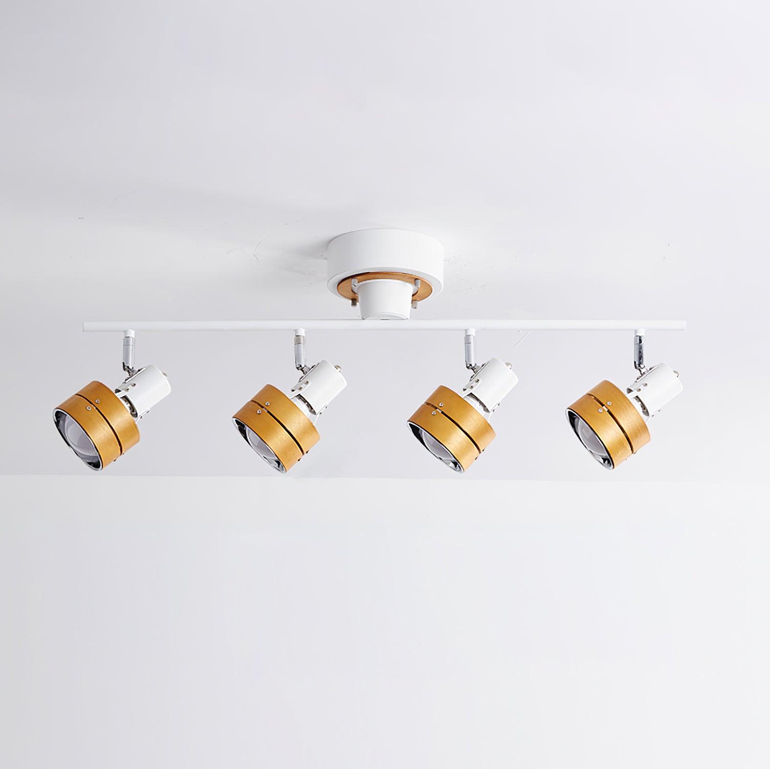 Daven 4-Light Track Spotlight, Metal & Wood, L80xH26cm | 3-Color Changing, Damp Rated | E26/E27
