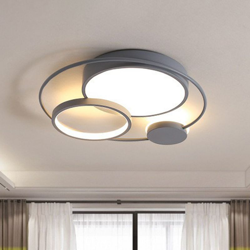 Arisha Circular LED Flush Mount Ceiling Light, Acrylic, 15.7-23.6in | Black-White or Grey | 3-Color or Dimmable