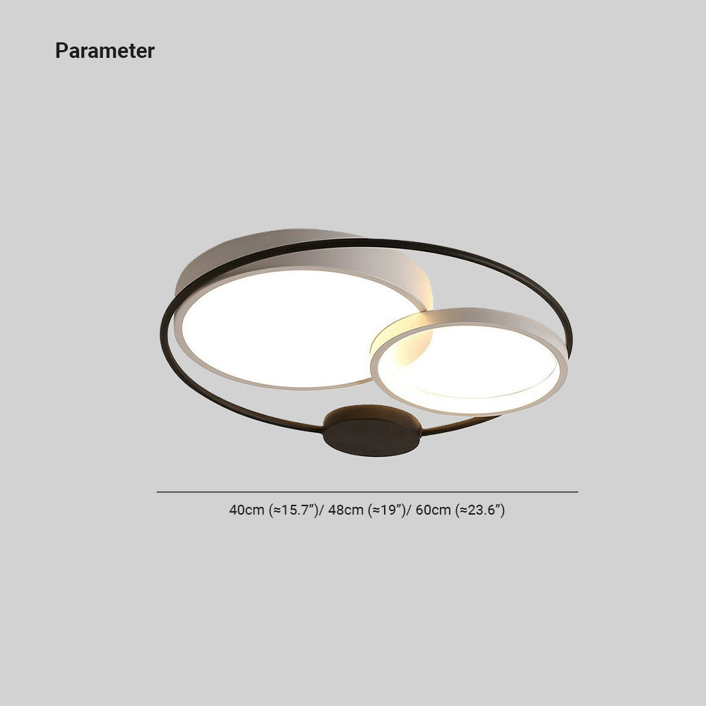 Arisha Circular LED Flush Mount Ceiling Light, Acrylic, 15.7-23.6in | Black-White or Grey | 3-Color or Dimmable