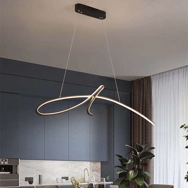Arisha Curved Metal Pendant Light | Black/Gold | 3 Light Options