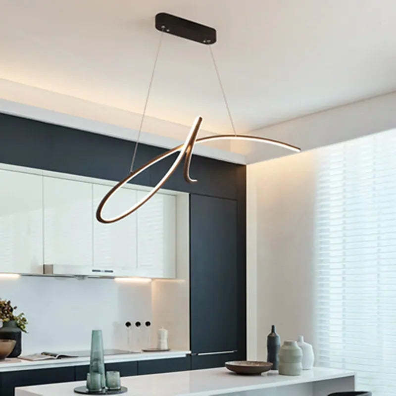 Arisha Curved Metal Pendant Light | Black/Gold | 3 Light Options
