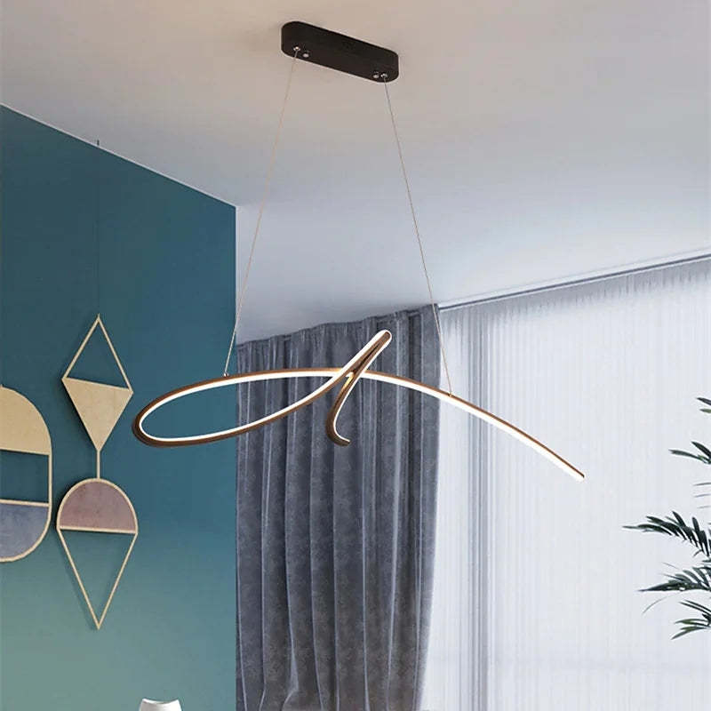 Arisha Curved Metal Pendant Light | Black/Gold | 3 Light Options