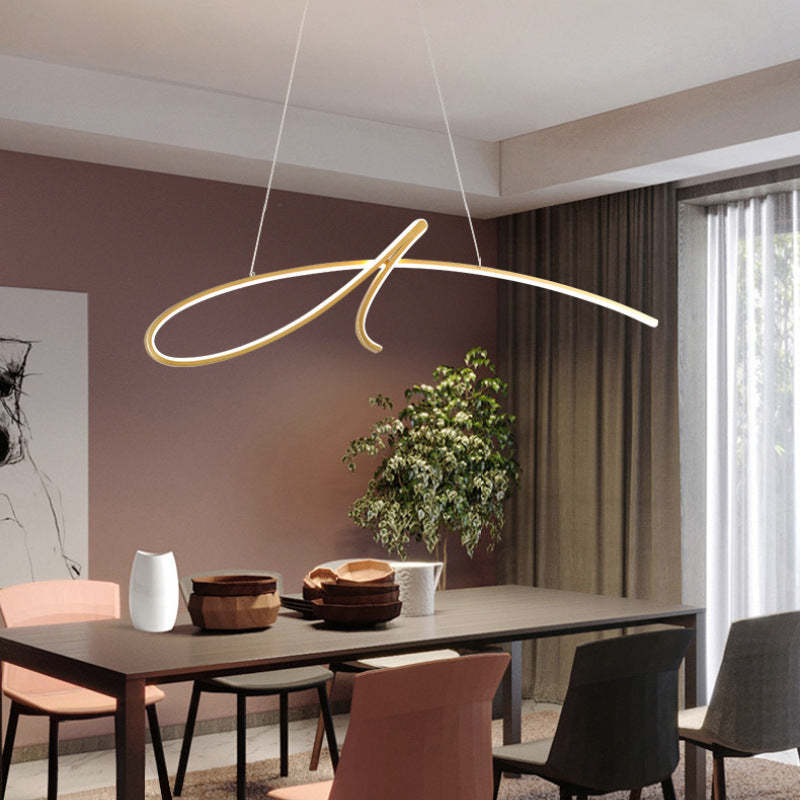 Arisha Curved Metal Pendant Light | Black/Gold | 3 Light Options