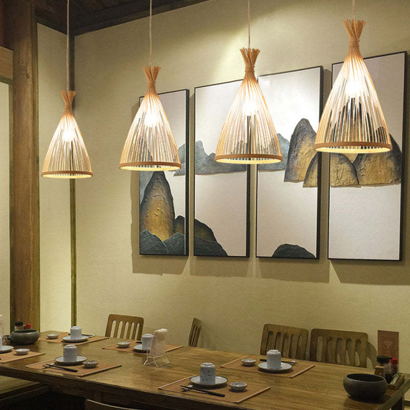 Arisha Hand-Woven Bamboo Pendant Light | 38x21x21cm
