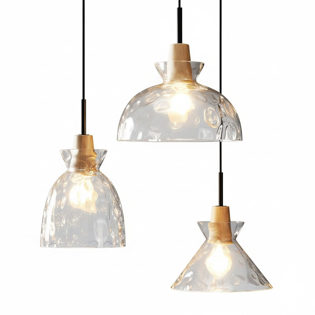 Artisan Collection | Glass Pendant Light with Unique Rippled Texture | Elegant Kitchen Pendant Lighting for Warm Ambient Glow 9