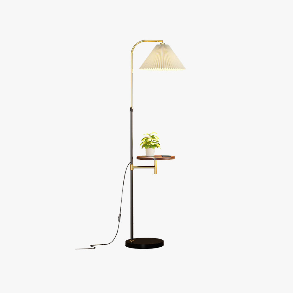Ozawa Pleated Metal Floor Lamp With Shelves
