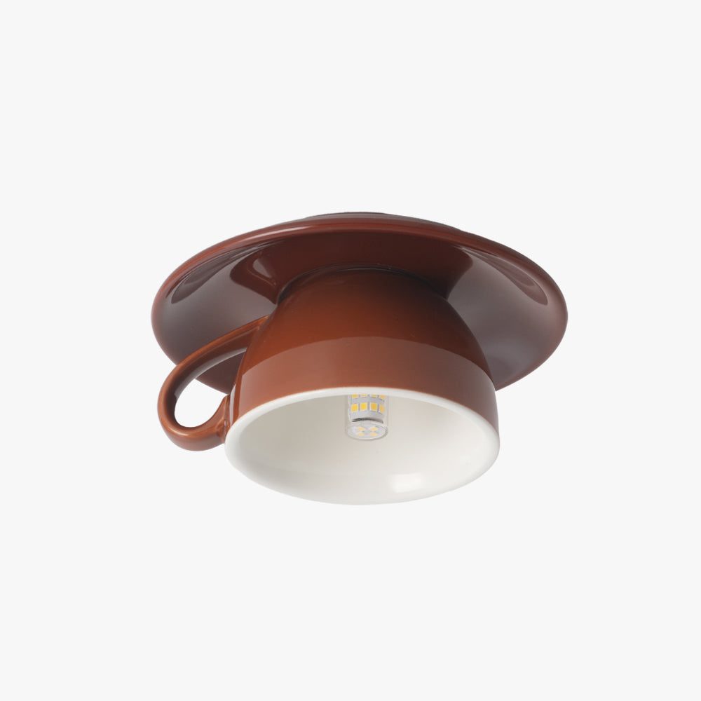 Valentina Coffee Cups Ceramic Ceiling Light - Coffee