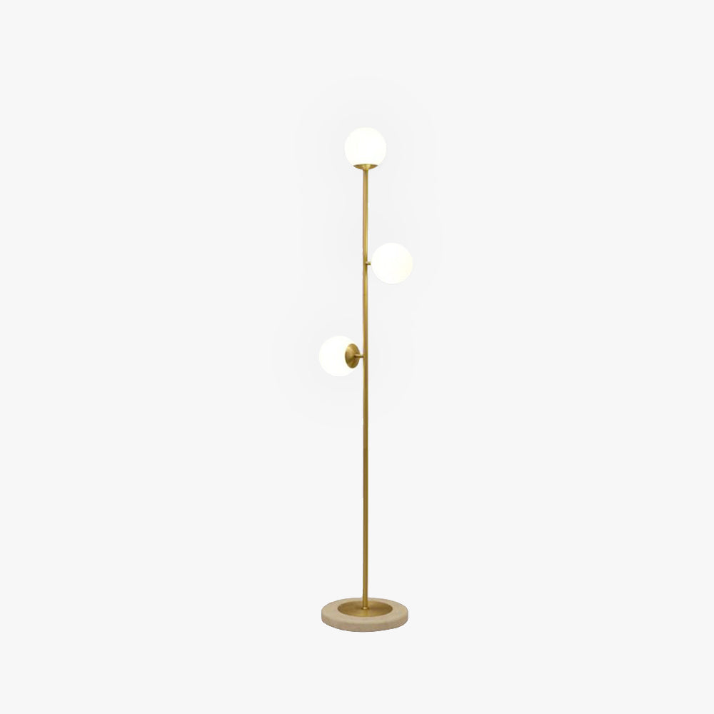 Valentina Gold Globe Brass Glass Floor Lamp 3 heads