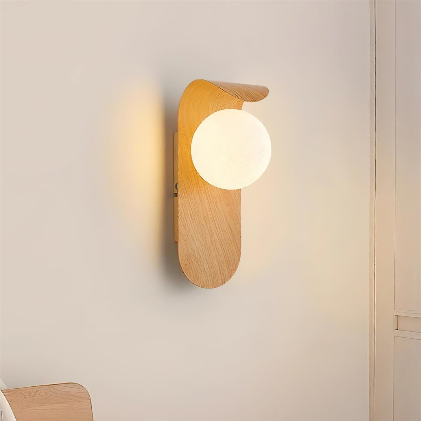Carlyle | Wall Sconce Lighting with Frosted Globe & Wood Finish | Nordic Design for Warm Ambiance 9