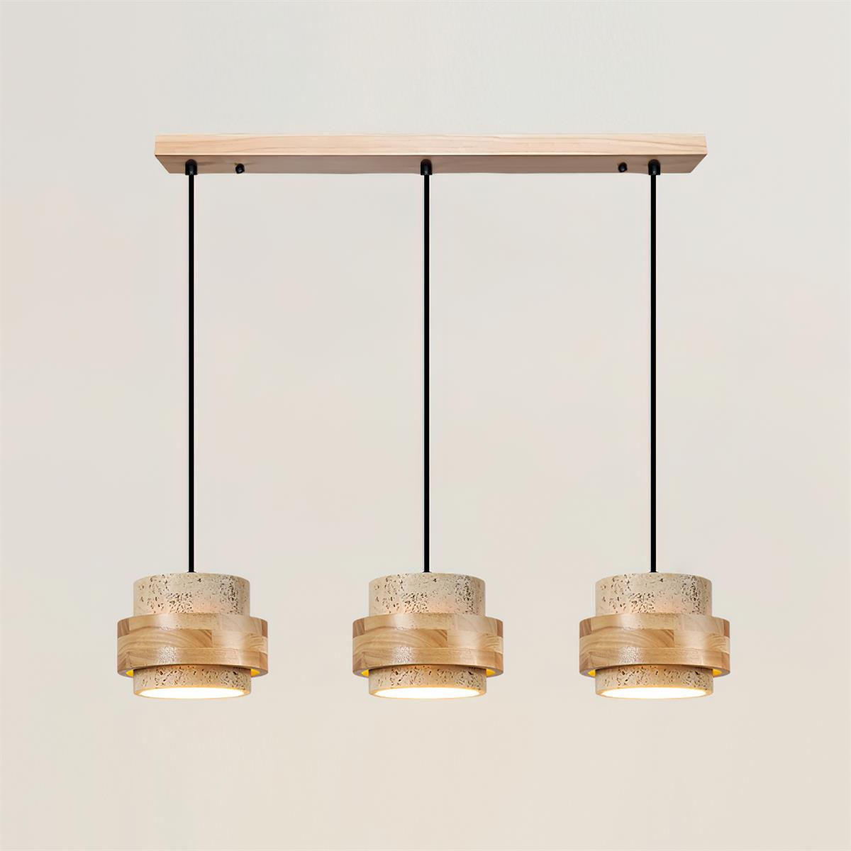 Cole Collection | Kitchen Pendant Lighting with Genuine Travertine & Adjustable Height | Unique Natural Glow for Elegant Interiors 18