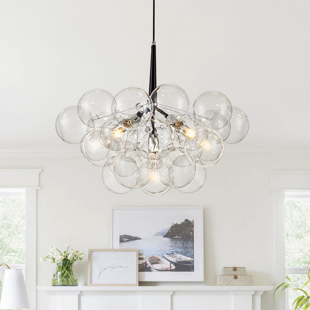 Clear Glass Bubble Chandelier | 4 Finishes