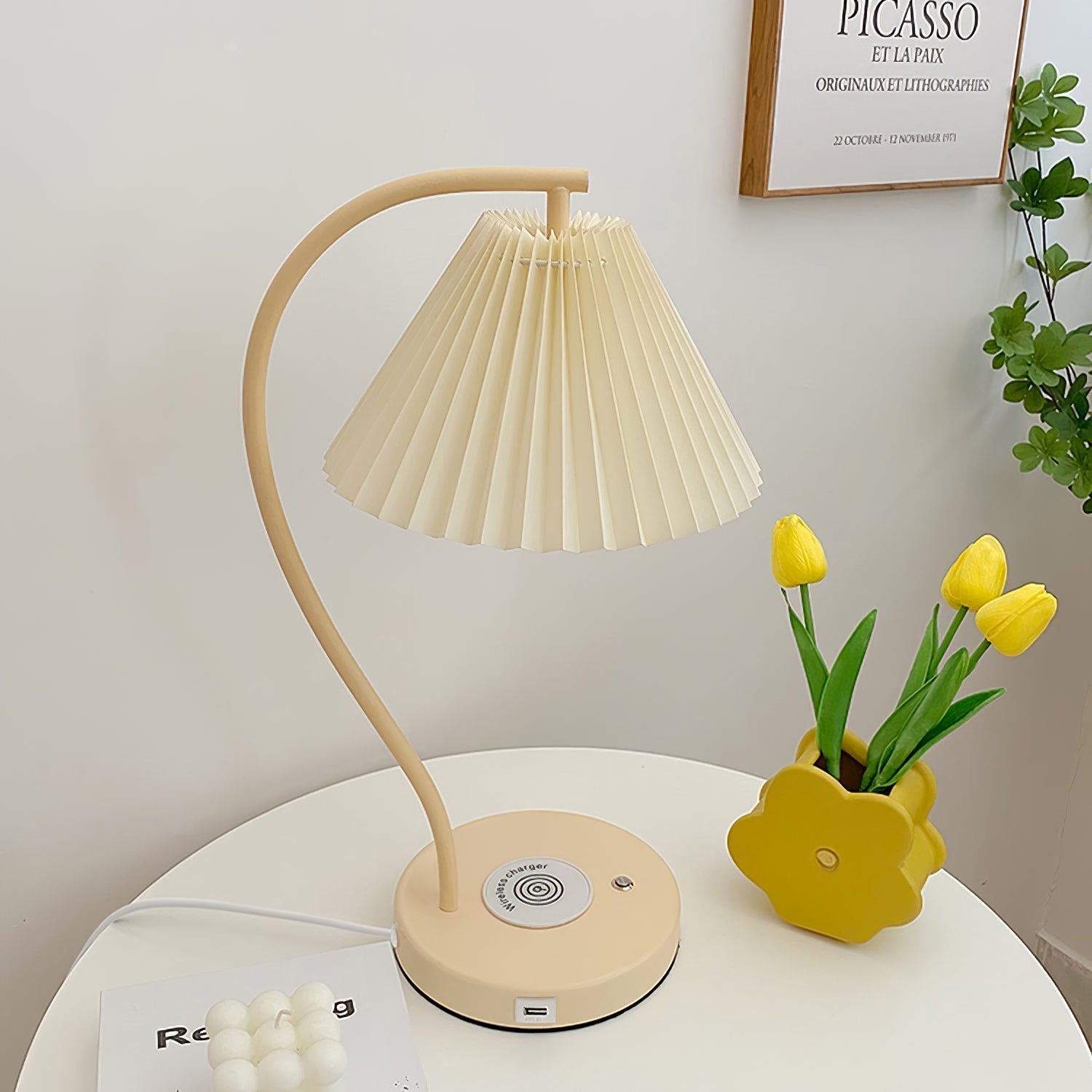 Sano Nordic Curved Ceramic Fabric Table Lamp