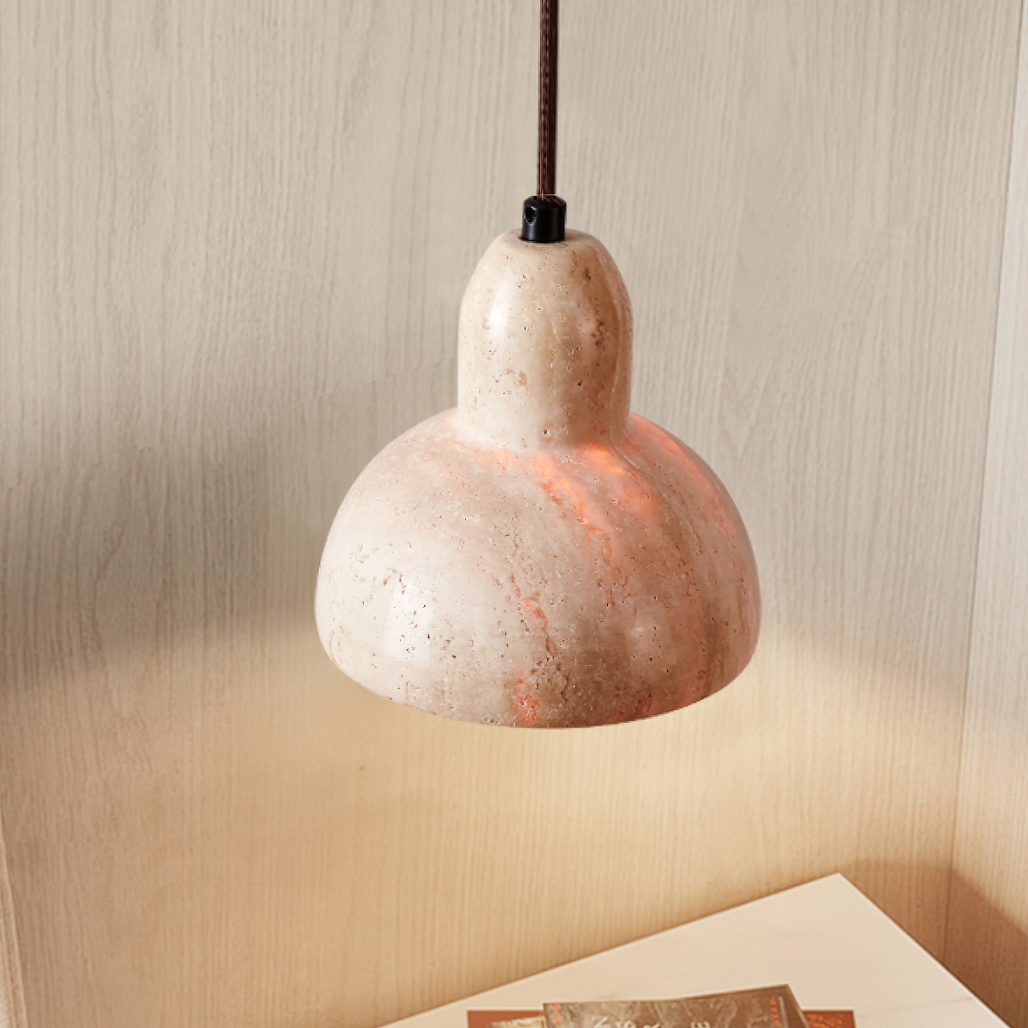 Dome Travertine Pendant Light | 2 Models | Yellow/Black
