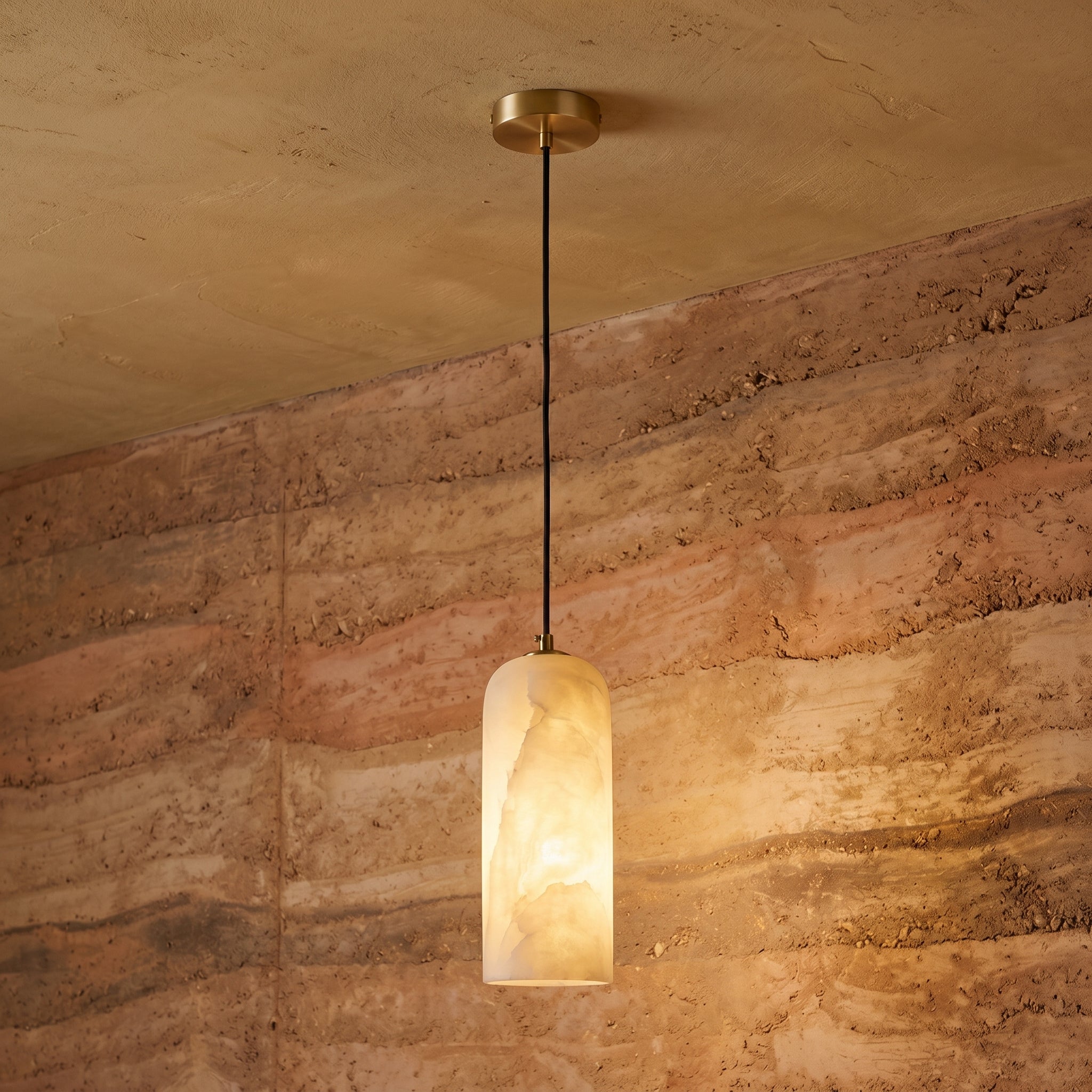 Alabaster Globe Pendant Light | Single-3 Head | Brass