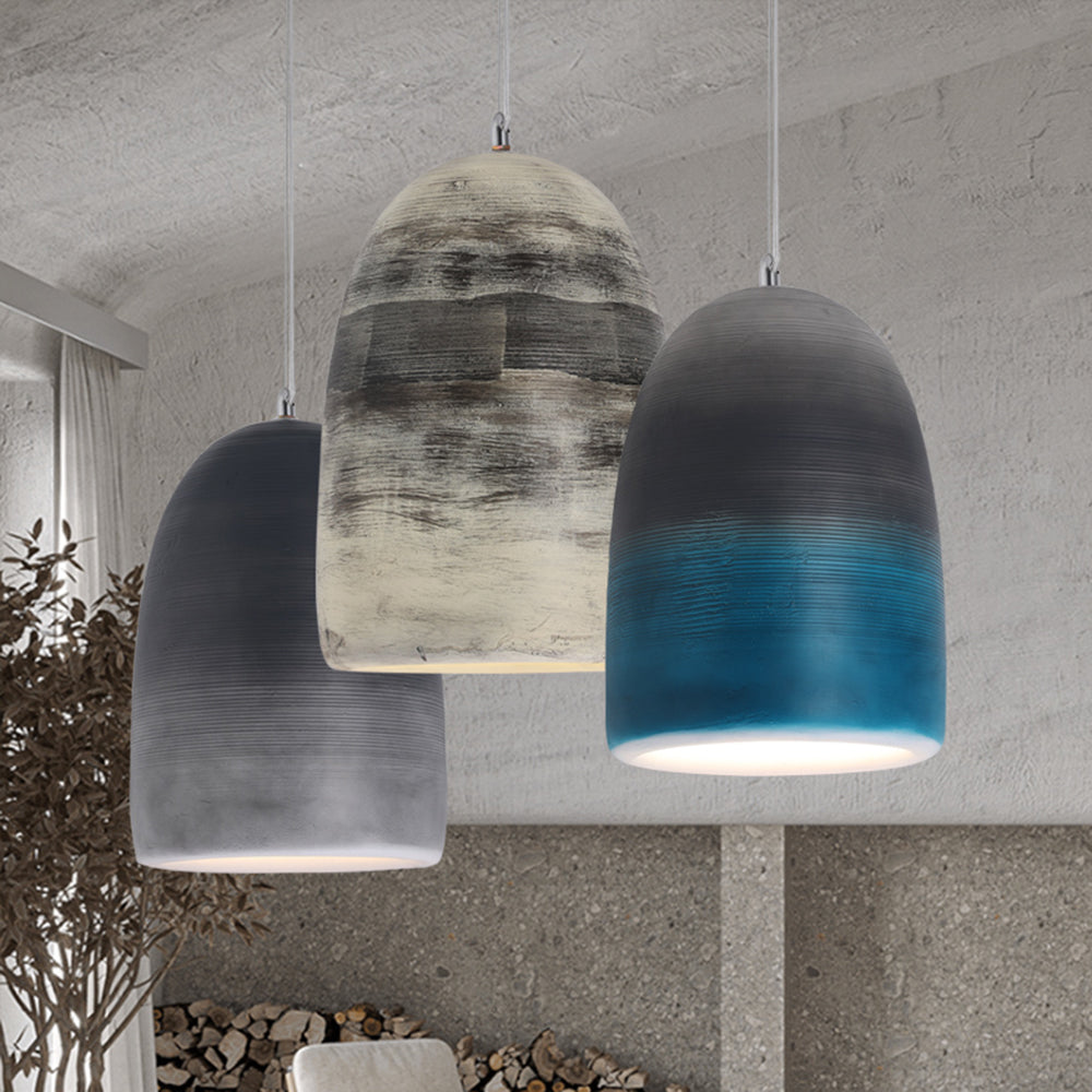 Arisha Art Deco Pendant Light | Adjustable Chain | Black/Blue/Grey