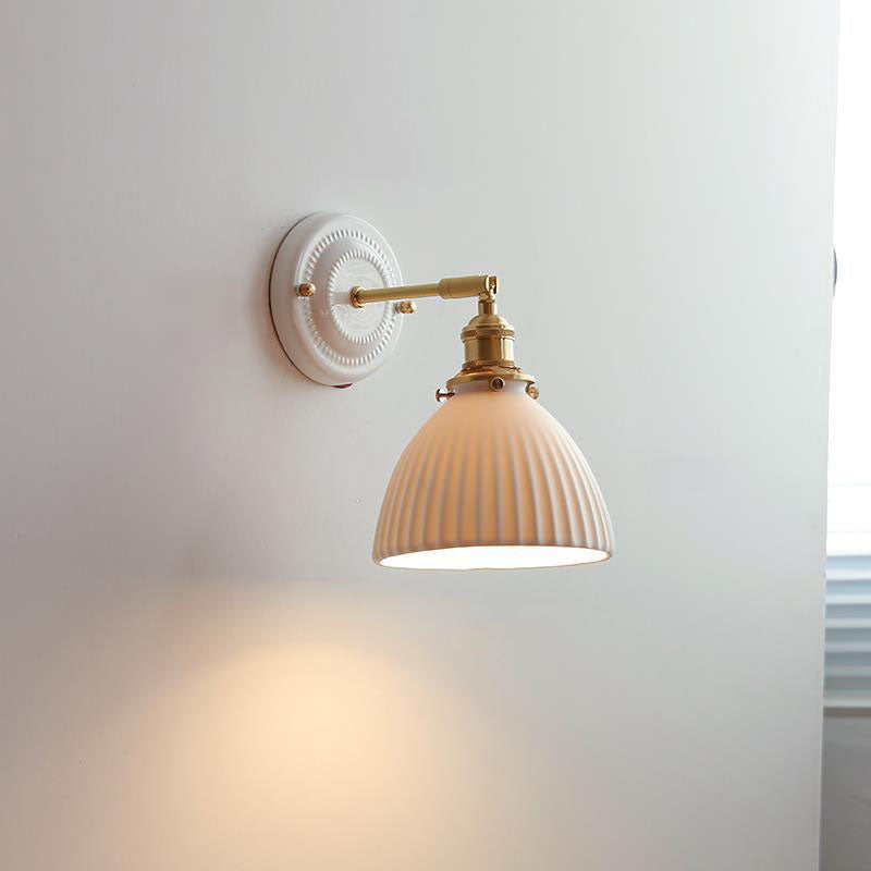 Elegant Ceramic Wall Sconce with Brass Accents | Soft Diffused Lighting for Cozy Spaces 19