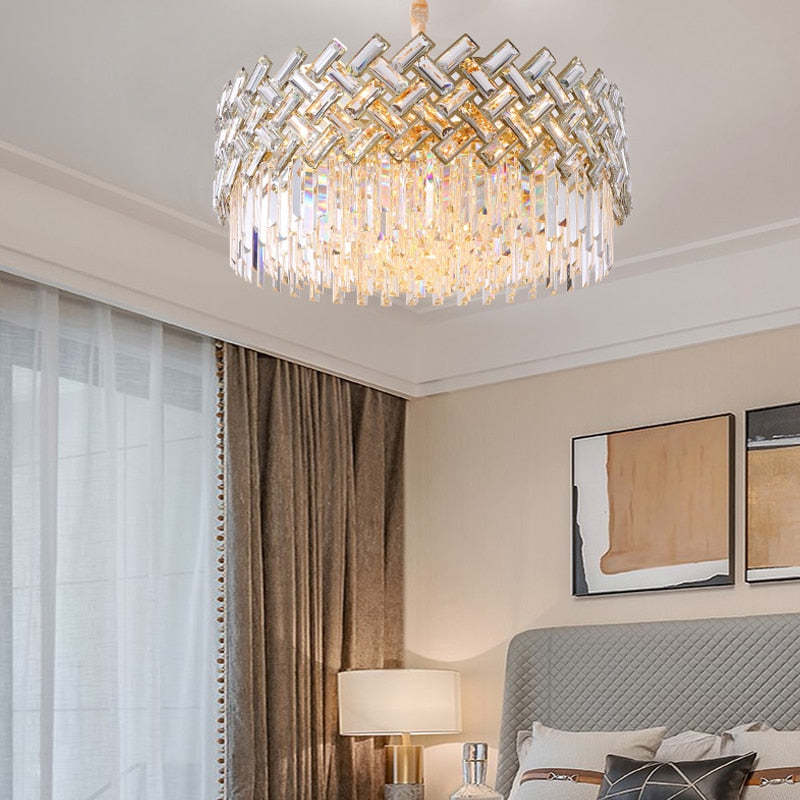 Elegant Crystal Chandelier Light with 12 LED Bulbs | Postmodern Design for Modern Bedrooms and Living Rooms