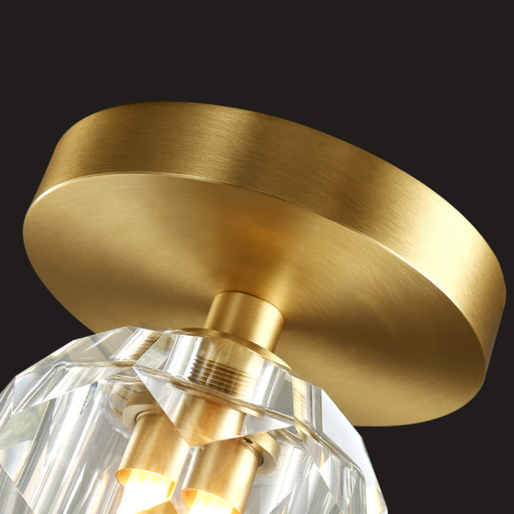 Kirsten Crystal Shade Flush Mount Ceiling Light, Copper Frame | S or L | LED G9 Bulb Included, 5W Max