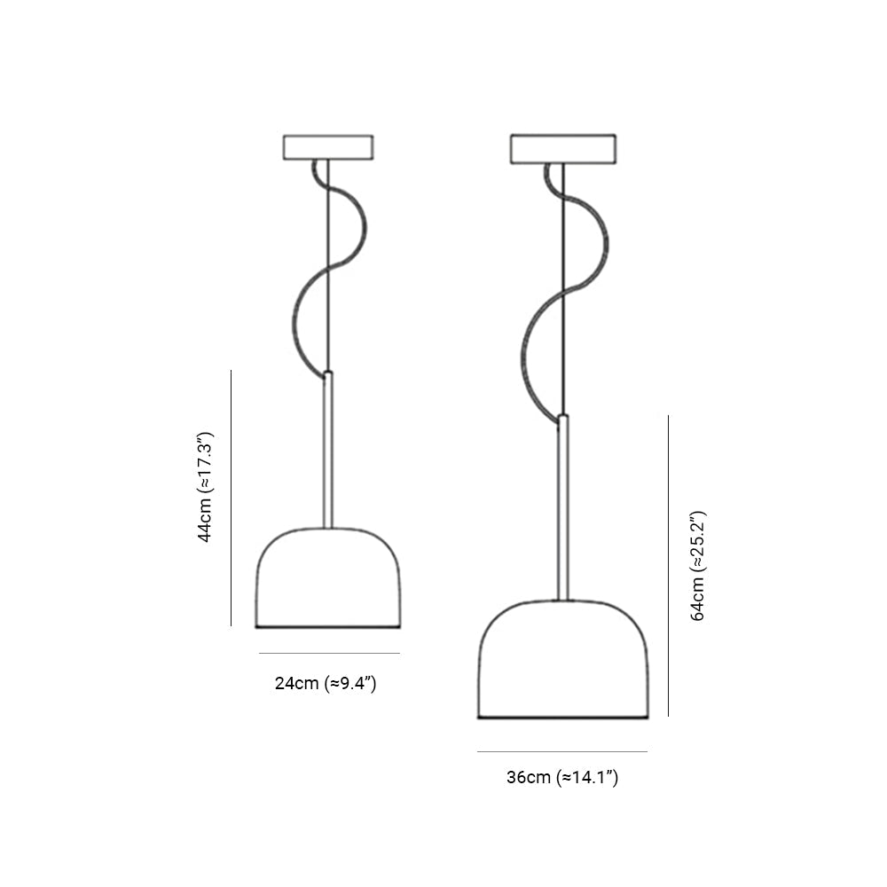 Valentina Glass Pendant Light | Dia24/36cm | Black/Gold