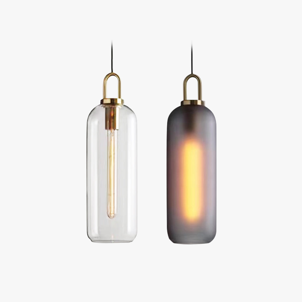 Valentina Glass Cylinder Pendant Light | Dia13-15cm | Smoke Grey or Clear