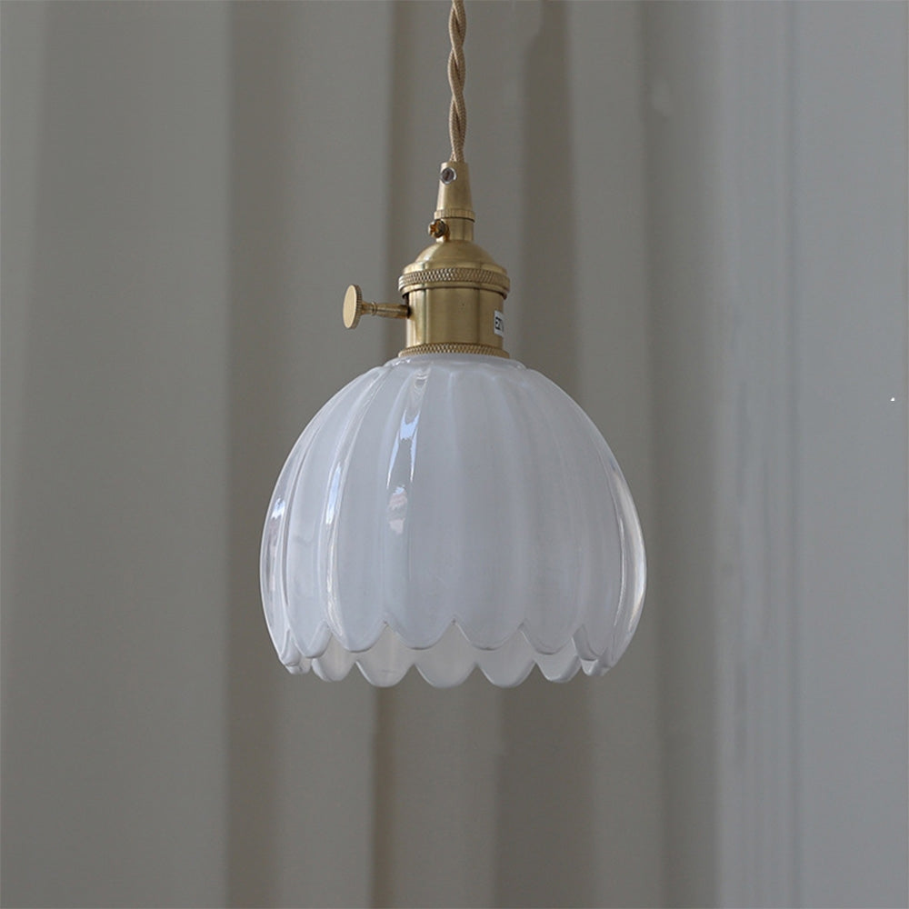 Elegant Glass Pendant Light | Vintage Flower Shade Design for Cozy Kitchen Pendant Lighting 13