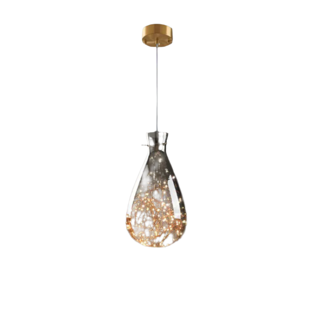 Elegant Gray Glass Pendant Light with Adjustable Chain | Modern Ceiling Light Fixture for Romantic Ambiance 12