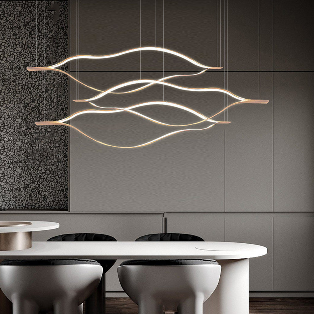 Elegant LED Pendant Light with Dimmable Golden Leaf Design | Minimalist Hanging Fixture for Stylish Living Spaces 8