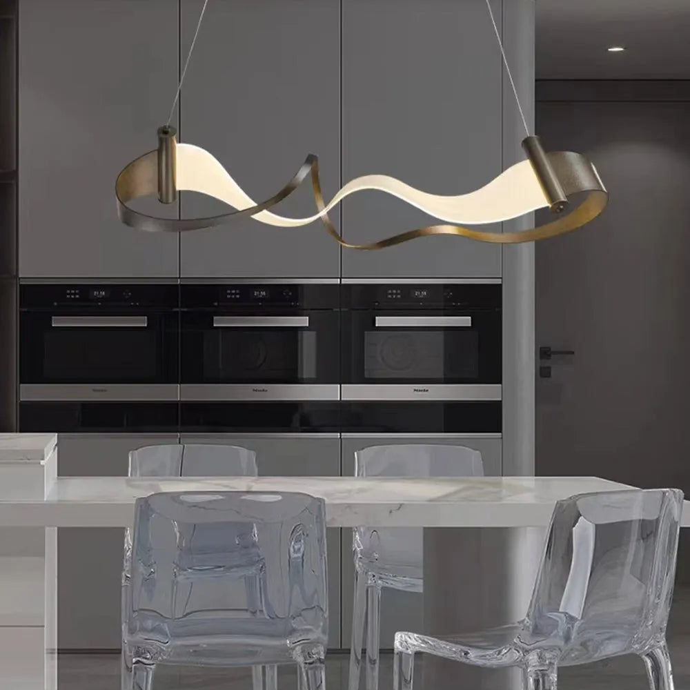 Arisha Gold Wavy Pendant Light | 3 Sizes