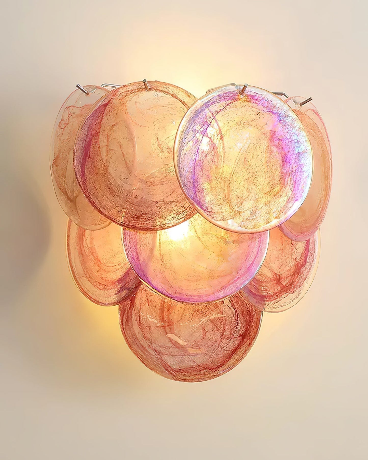 Elegant Pink Capiz Shell Wall Lamp | Dimmable Design for Indoor & Outdoor Use 8