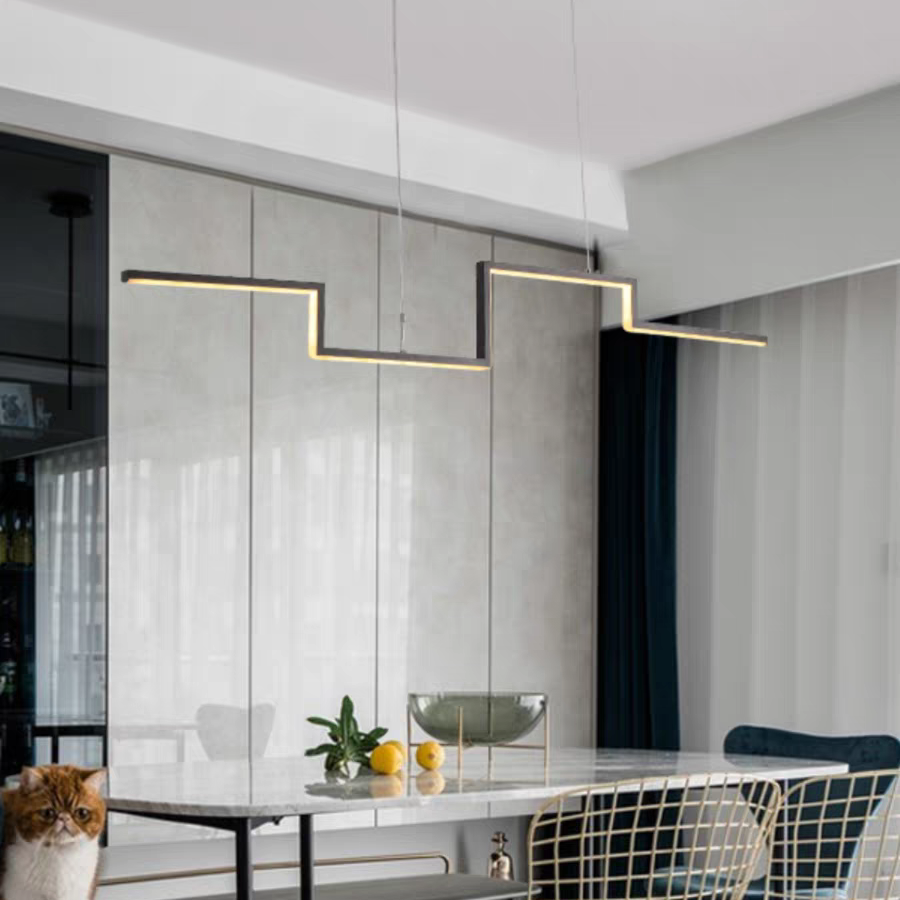 Elegant Acrylic Linear Pendant Light | Black/Gold | Style A/B/C