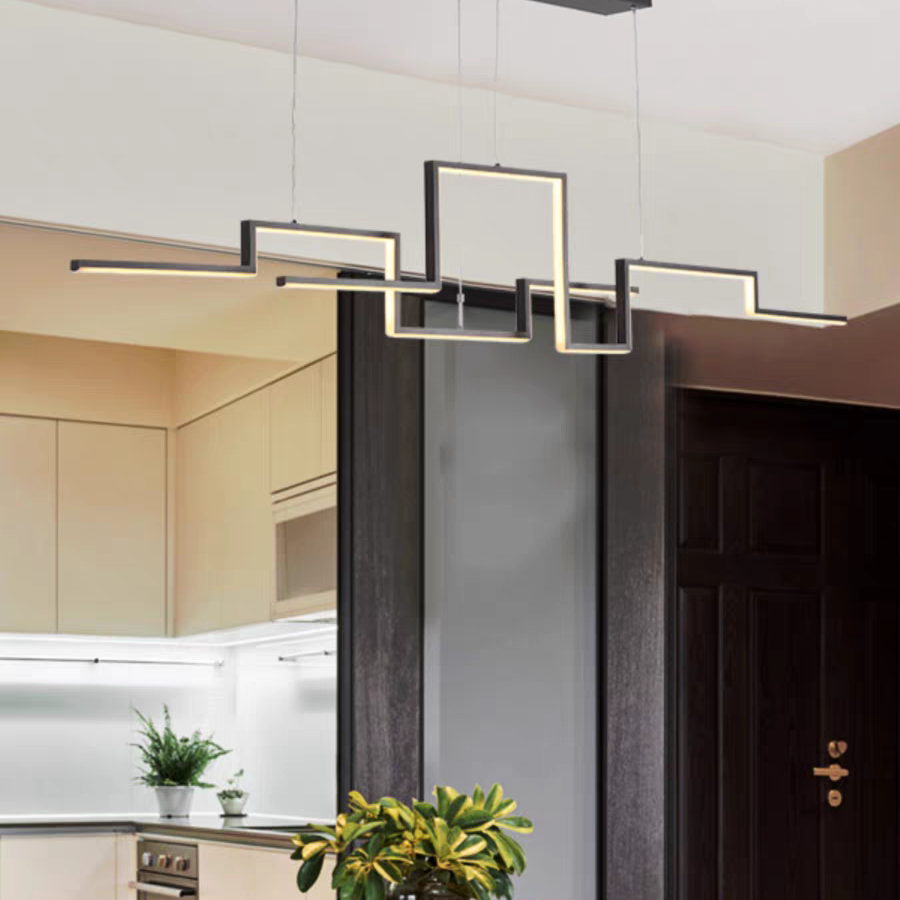 Elegant Acrylic Linear Pendant Light | Black/Gold | Style A/B/C