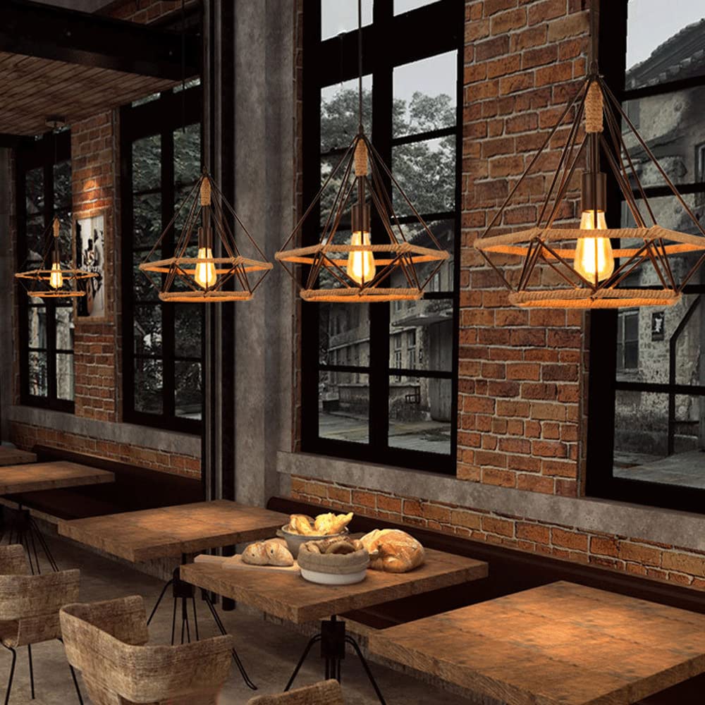 Epoch Countryside | Pendant Light with Hexagonal Cage Design | Rustic Metal Fixture for Stylish Kitchen Pendant Lighting 5