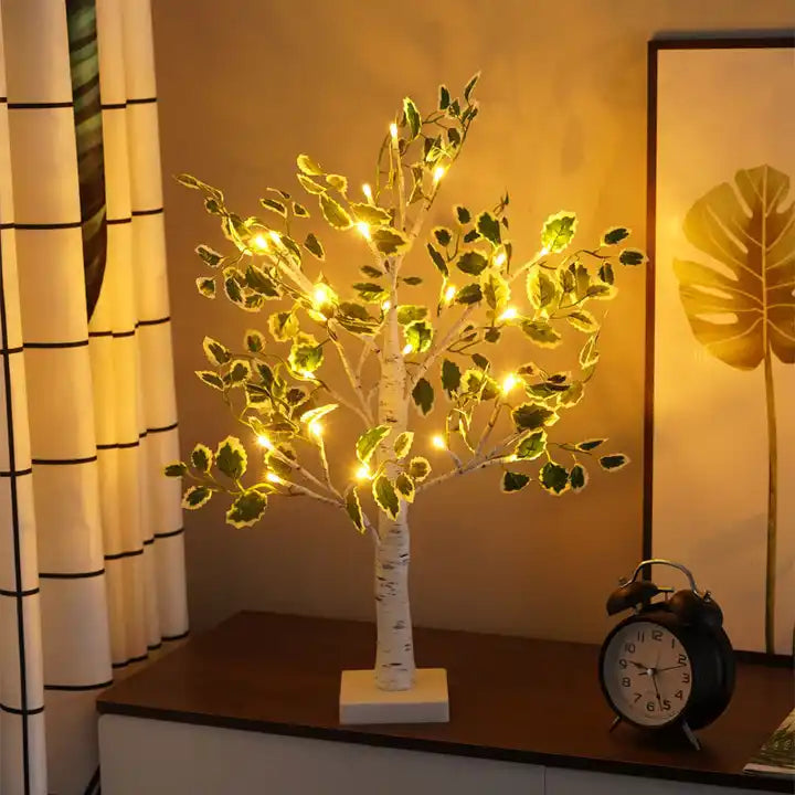 Festive Glow | Christmas Green Leaves LED Tree Lights with Warm White Illumination | Perfect Holiday Decoration for Indoor Celebrations 4