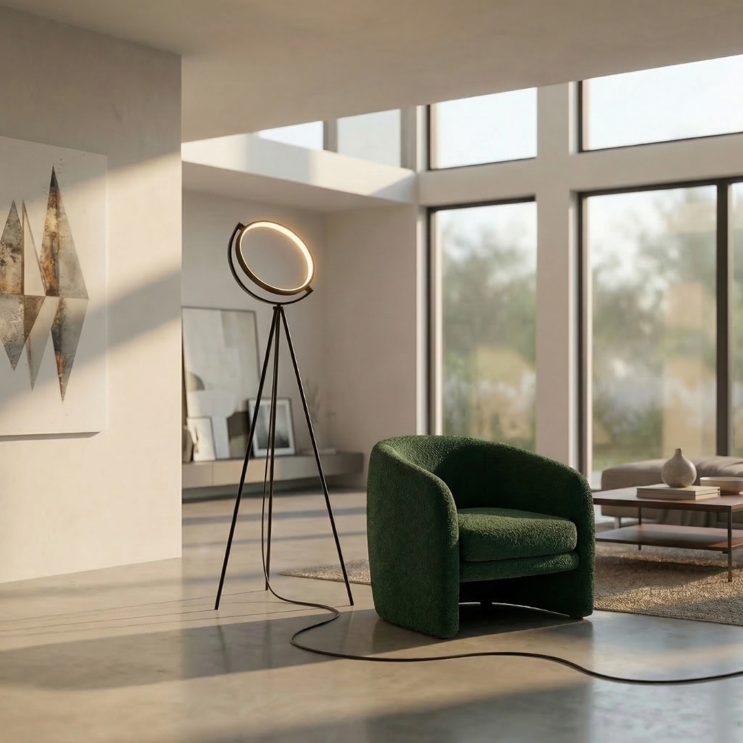 Halo | Modern Black Floor Lamp with Adjustable Height & LED Lighting | Sleek Design for Any Living Room 5