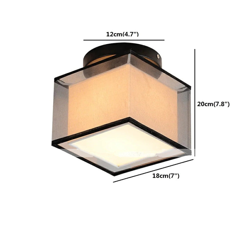 Herbert Flush Mount Ceiling Light, Metal & Fabric, Square or Circular | Black, E27 Base | Fits 15-20m² Rooms