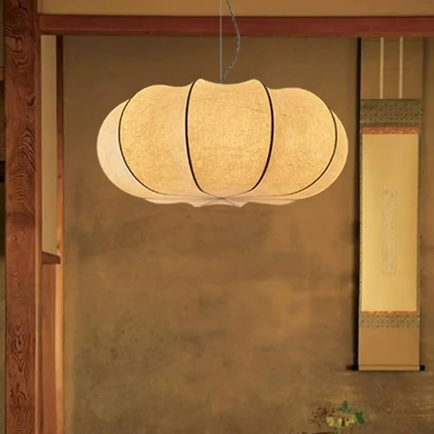 Kiyo | Pumpkin Pendant Light with Soft Linen Shade & Adjustable Height | Elegant Kitchen Pendant Lighting for Japandi Style 10