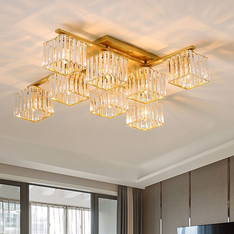 Kristy Flush Mount Ceiling Light, Metal & Acrylic, 4/6/8-Light | Black or Gold | E27, IP20, Hardwired