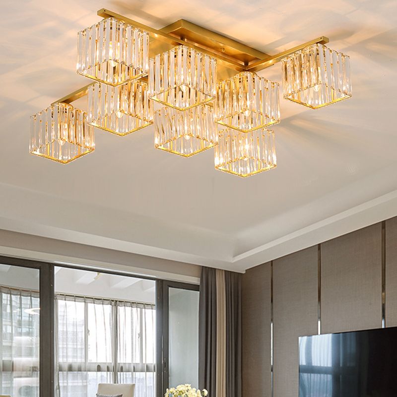 Kristy Flush Mount Ceiling Light, Metal & Acrylic, 4/6/8-Light | Black or Gold | E27, IP20, Hardwired