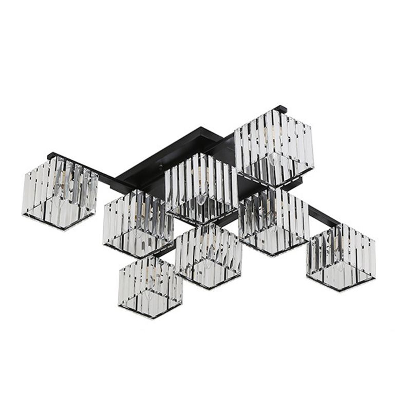 Kristy Flush Mount Ceiling Light, Metal & Acrylic, 4/6/8-Light | Black or Gold | E27, IP20, Hardwired